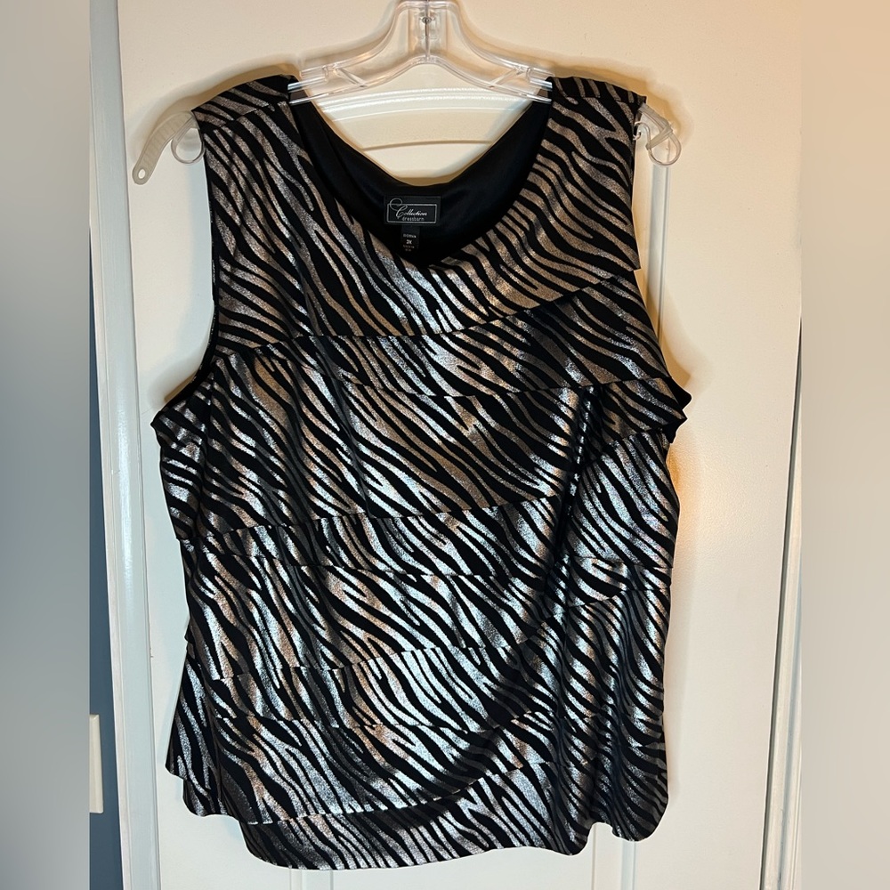 Sleeveless Animal Print polyester plus size dress shirt